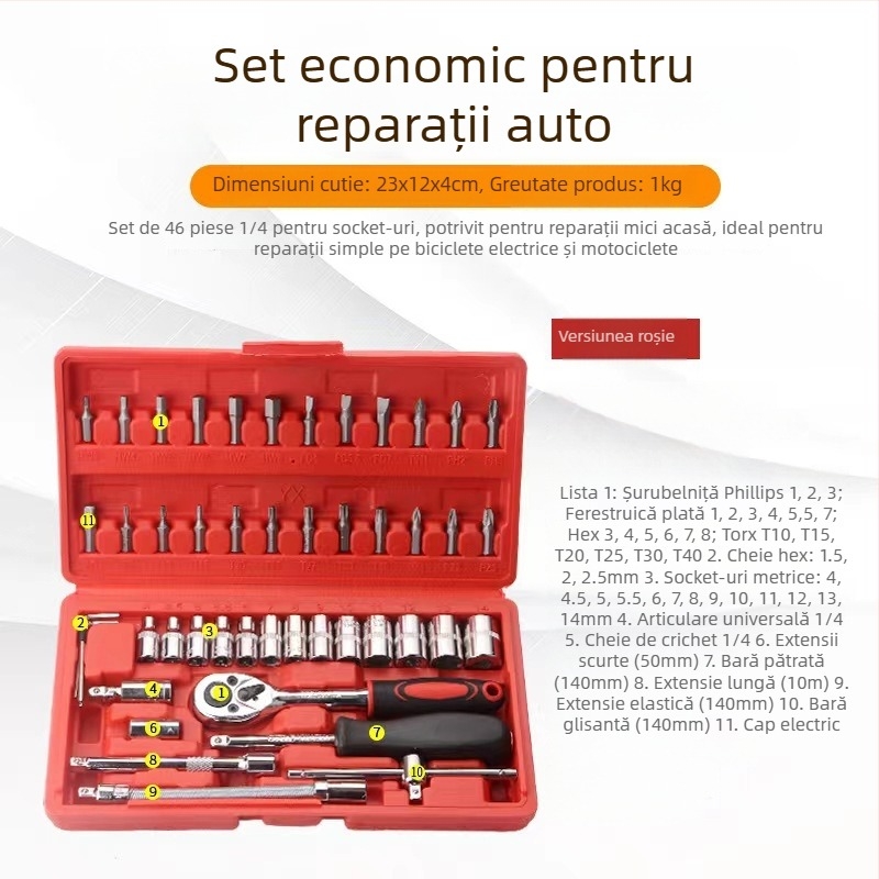 Set chei clichet, 48 de piese, set de capete hexagonale, oțel, cutie din plastic, model WE2