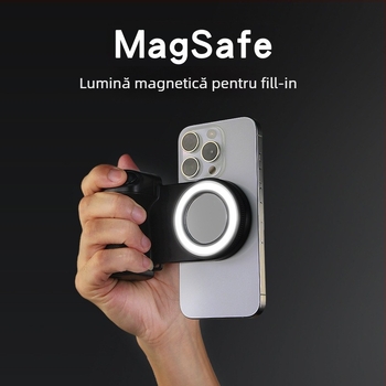 BBC-9 lampă portabilă pentru selfie cu atașare magnetică, Bluetooth 5.0, corp din plastic, 185 g