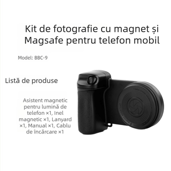 BBC-9 lampă portabilă pentru selfie cu atașare magnetică, Bluetooth 5.0, corp din plastic, 185 g