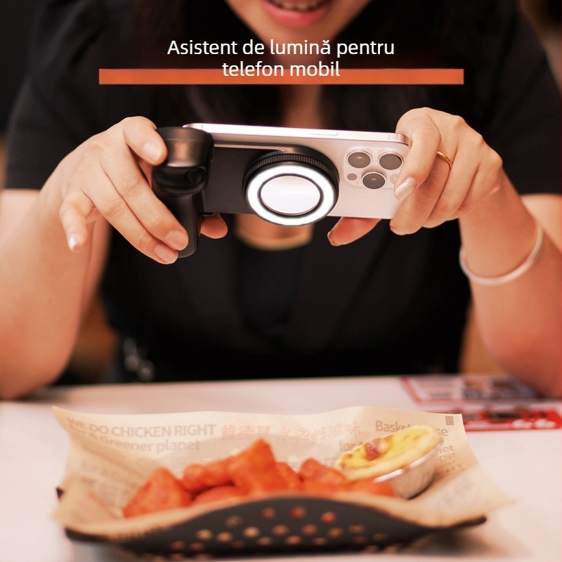 BBC-9 lampă portabilă pentru selfie cu atașare magnetică, Bluetooth 5.0, corp din plastic, 185 g