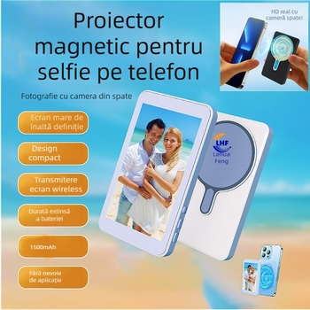 Proiector selfie pentru telefon mobil, wireless cu sunet și afișaj de înaltă definiție (Model: A doua generație; Bluetooth 4.0; Material: Plastic; Greutate: 156 g)