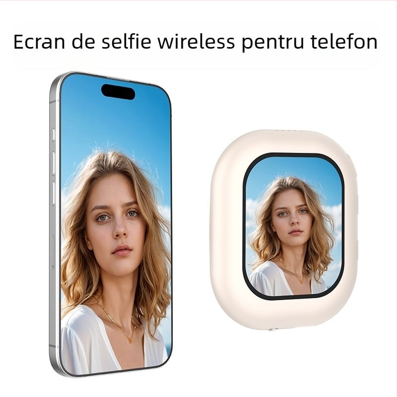 Proiector wireless de oglindire a ecranului pentru selfie cu cameră din spate, model T3s, Bluetooth 4.0, Material: ABS+gel de silica+fixare magnetică, Greutate: 200 g