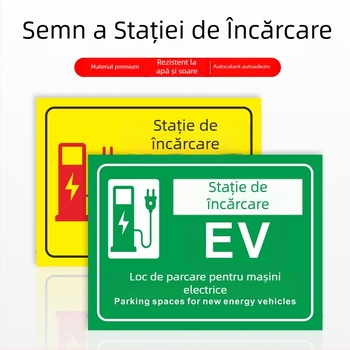Semn zonă încărcare mașini electrice – PVC imprimat UV, pentru parcare subterană, siguranță și semnalizare parcare