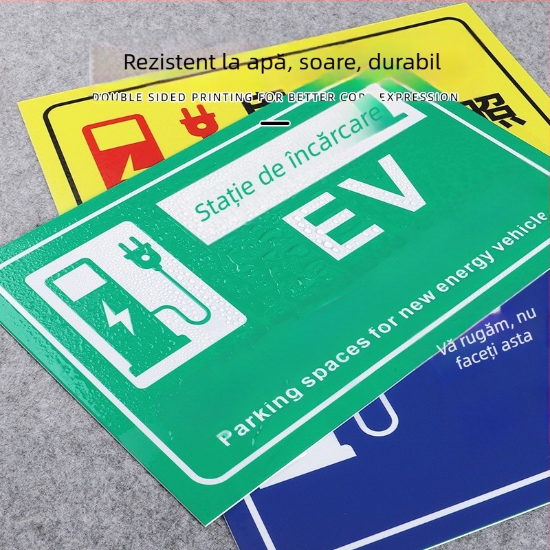 Semn zonă încărcare mașini electrice – PVC imprimat UV, pentru parcare subterană, siguranță și semnalizare parcare