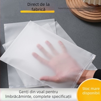 Sac cu fermoar pentru haine de primăvară, EVA/PE, finisaj mat, ambalaj transparent, cu logo imprimat