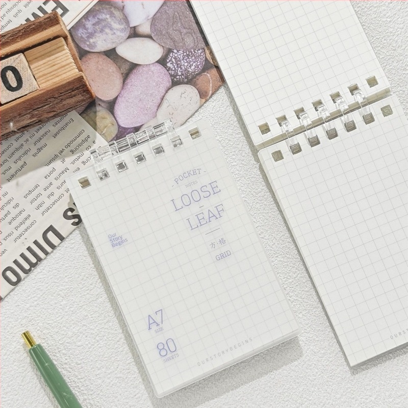 Caiet A7 cu foi detașabile și spirală, 80 de pagini, format A7, carnet de note pentru școală portabil