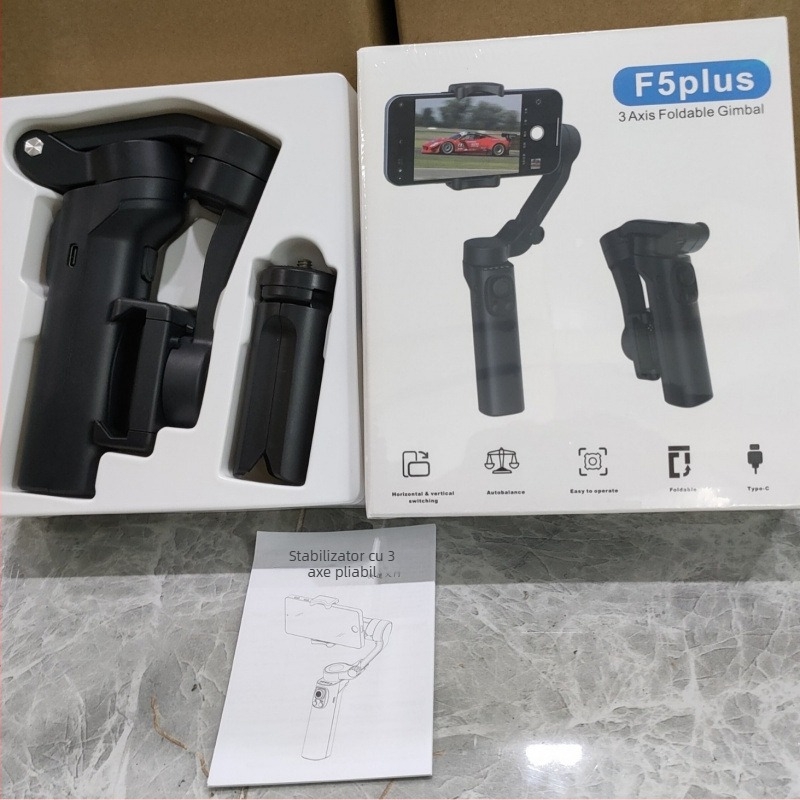 Stabilizator pliabil pentru telefon cu trei axe, ABS corp, 720° vertical, 720° orizontal, 400 g, autonomie baterie 3–5 ore