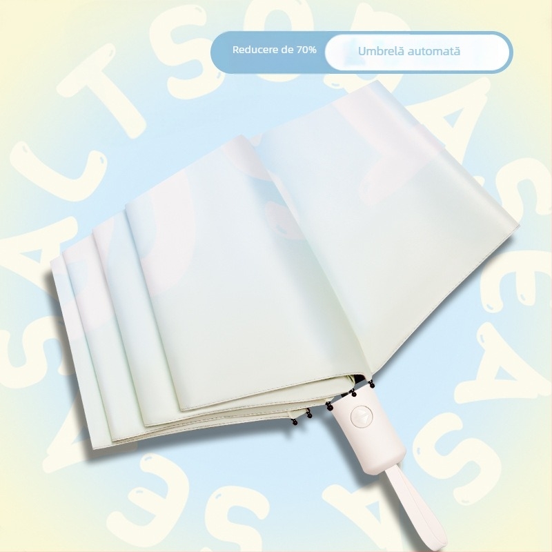 Ombrelă automată pliabilă pentru soare și ploaie, protecție UV UPF>50, acoperire din vinil, 8 nervuri din oțel, deschidere/închidere automată