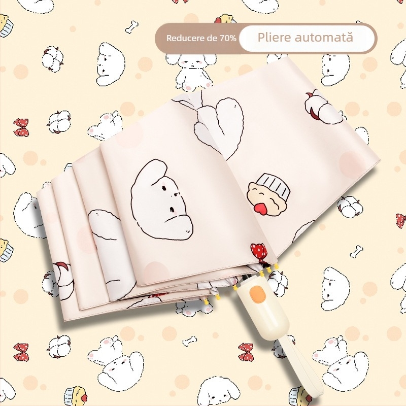 Ombrelă automată pliabilă pentru soare și ploaie, protecție UV UPF>50, acoperire din vinil, 8 nervuri din oțel, deschidere/închidere automată