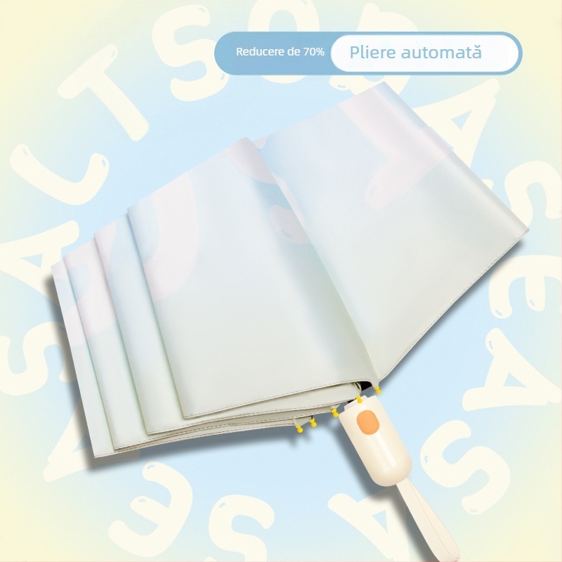 Ombrelă automată pliabilă pentru soare și ploaie, protecție UV UPF>50, acoperire din vinil, 8 nervuri din oțel, deschidere/închidere automată