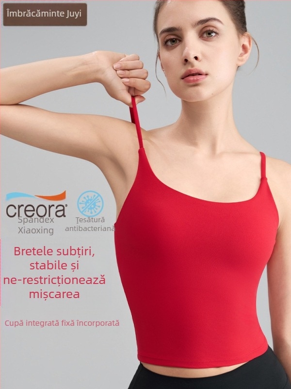 OTSA Sutien sport integrat pentru Pilates/Yoga – 2024, Quick-Dry Nylon-Spandex, 80% Nylon / 20% Spandex, lungime medie, cu pernă la bust