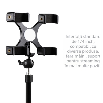 Trepied mic portabil cu gimbal sferic universal pentru DSLR/mirrorless și telefon — aliaj de aluminiu + plastic, rotație orizontală 360°, înclinare verticală 90°, 55 g