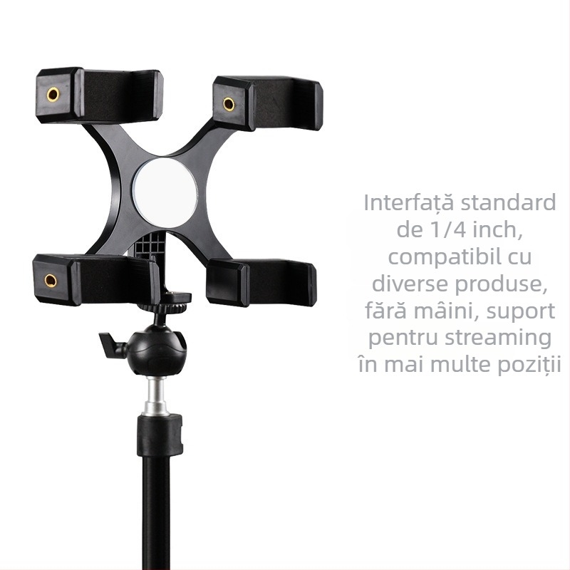 Trepied mic portabil cu gimbal sferic universal pentru DSLR/mirrorless și telefon — aliaj de aluminiu + plastic, rotație orizontală 360°, înclinare verticală 90°, 55 g