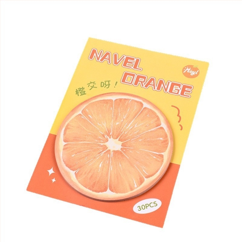 Set de note autoadezive cu temă fructe — fructe realiste în stil desen, seria Coș cu fructe, 30 de foi, adeziv, Cod A623