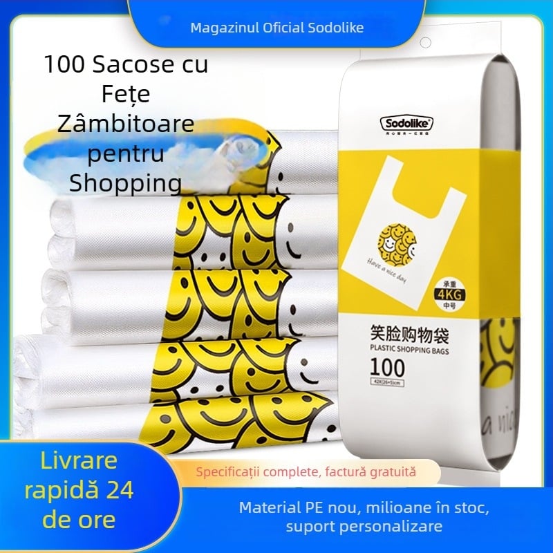 Sodolike Pungi cu față zâmbitoasă îngroșate pentru ambalare generală (restaurante, supermarketuri, piețe de fructe)