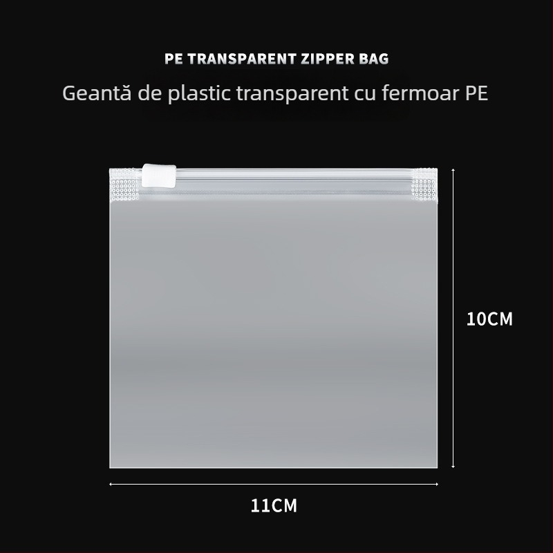 Pungă cu fermoar din PE, finisaj mat, auto-etansă, pentru depozitare haine și accesorii, ambalaj de 50 bucăți
