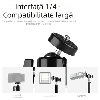 Gimbal PTZ metal pentru telefon, rotire 360° orizontală și verticală, limită de rotație 360°, greutate 85 g
