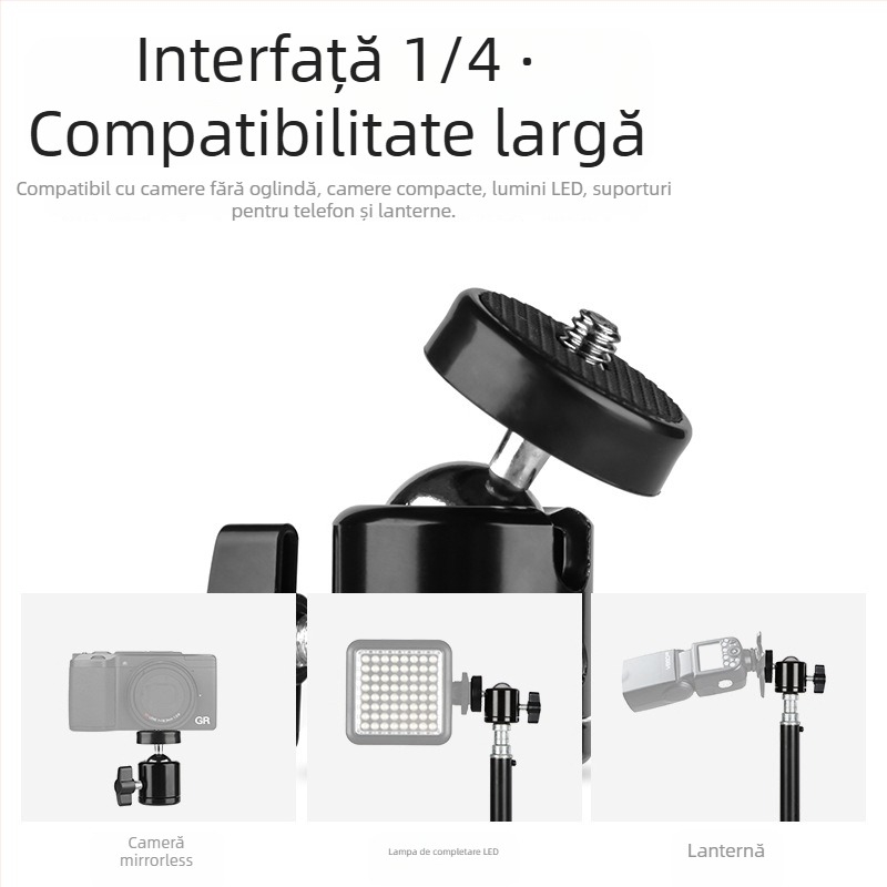 Gimbal PTZ metal pentru telefon, rotire 360° orizontală și verticală, limită de rotație 360°, greutate 85 g