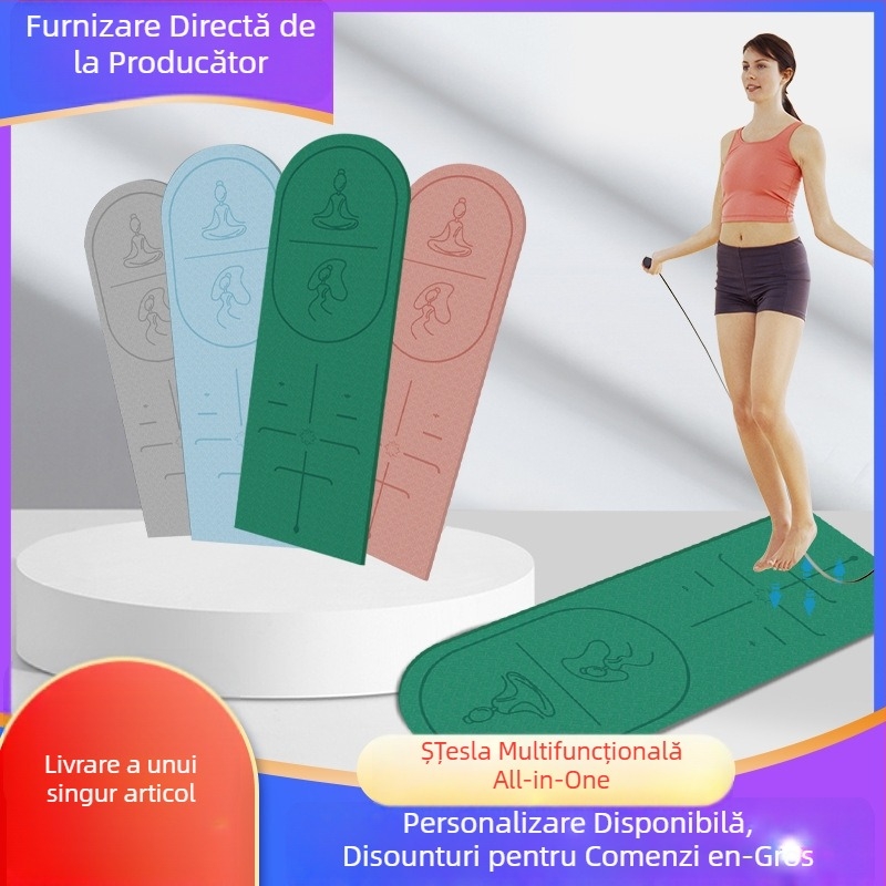 Covoraș pentru sărituri cu coarda, izolare fonică și suprafață antiderapantă, covoraș de yoga din TPE, greutate 500–700 g, grosime 8/10/15 mm