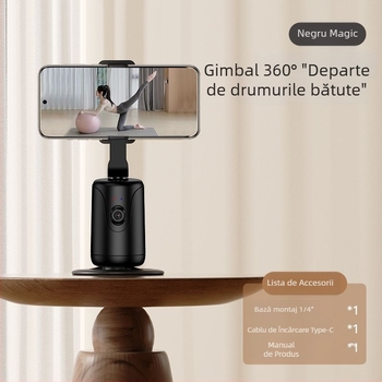 Suport desktop pentru gimbal cu urmărire panoramică AI, stabilizare anti-tremur și anti-derapare, Bluetooth, telecomandă inclusă