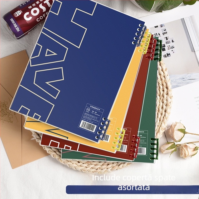 Caiet cu foi detașabile, copertă PP, hârtie Dowling, 70 g/m², 50–100 pagini