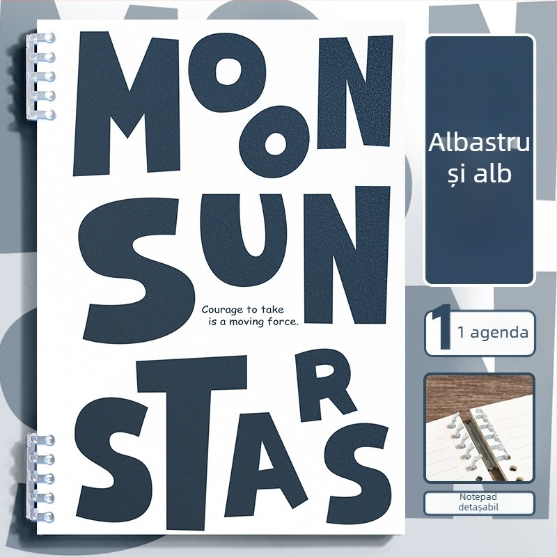 Caiet cu foi detașabile, copertă PP, hârtie Dowling, 70 g/m², 50–100 pagini