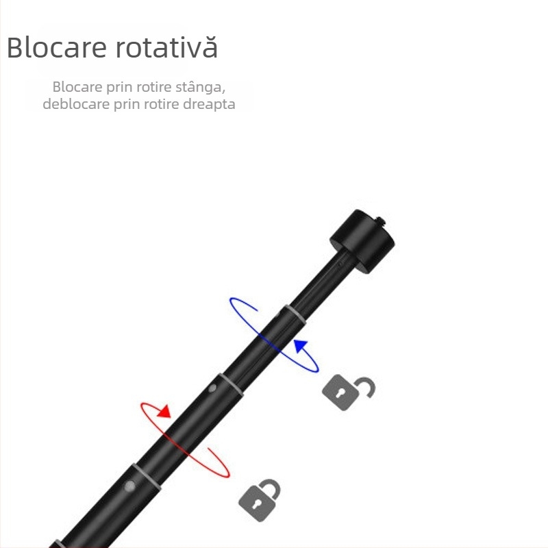 Ruby YC130 Selfie stick din aliaj de aluminiu, mâner cu extensie telescopică, 5 secțiuni, sarcină maximă 2–5 kg, compatibil cu gimbal și stabilizator de camere