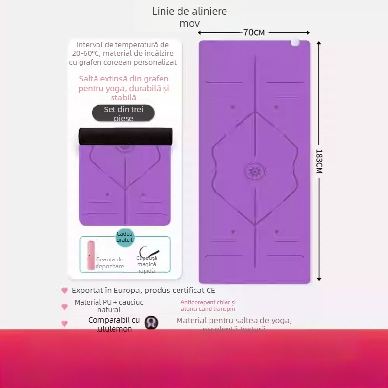 Saltea de yoga Graphite Carbon cu suprafață PU, grosime 60, greutate 5500