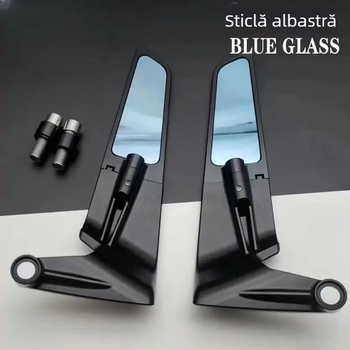 Oglindă retrovizoare tip aripă pentru KTM – aliaj de aluminiu, oglindă pătrată, montaj față/spate, compatibilă cu KTM 125 Duke, 250/390/200/690, 790, 990 Super Duke R; rezistență înaltă la vibrații