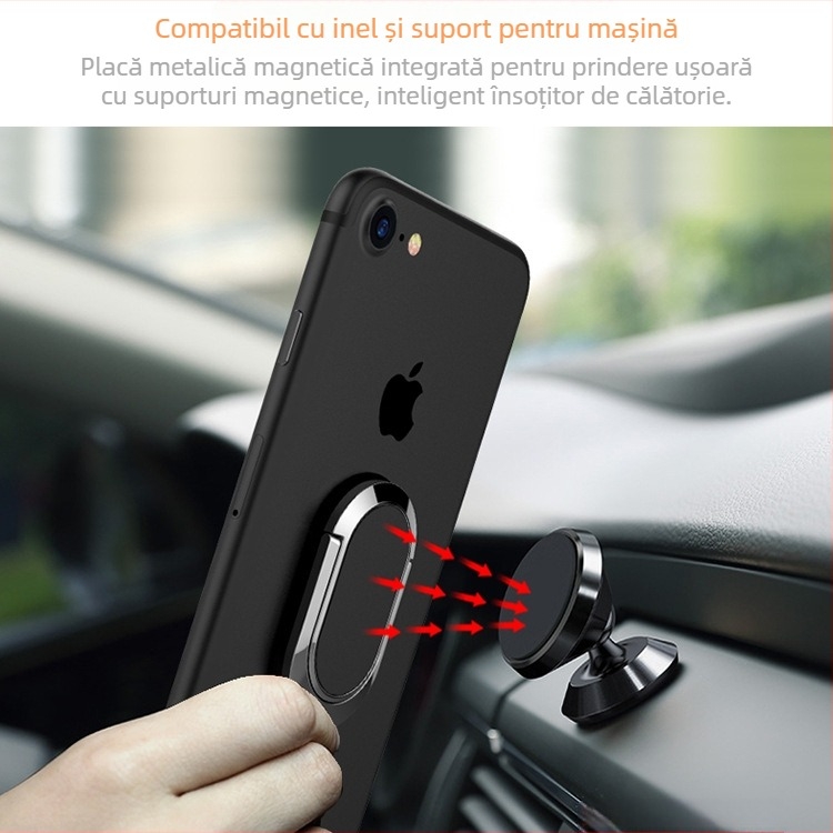 Suport metalic pentru telefon cu inel, model xk01, rotire de 360°, suport magnetic auto