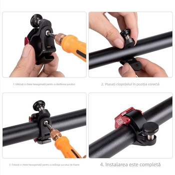 Claxon pentru bicicletă ROCES KONG-280, aliaj de aluminiu, design mini ascuns, destinat MTB și bicicletelor de drum