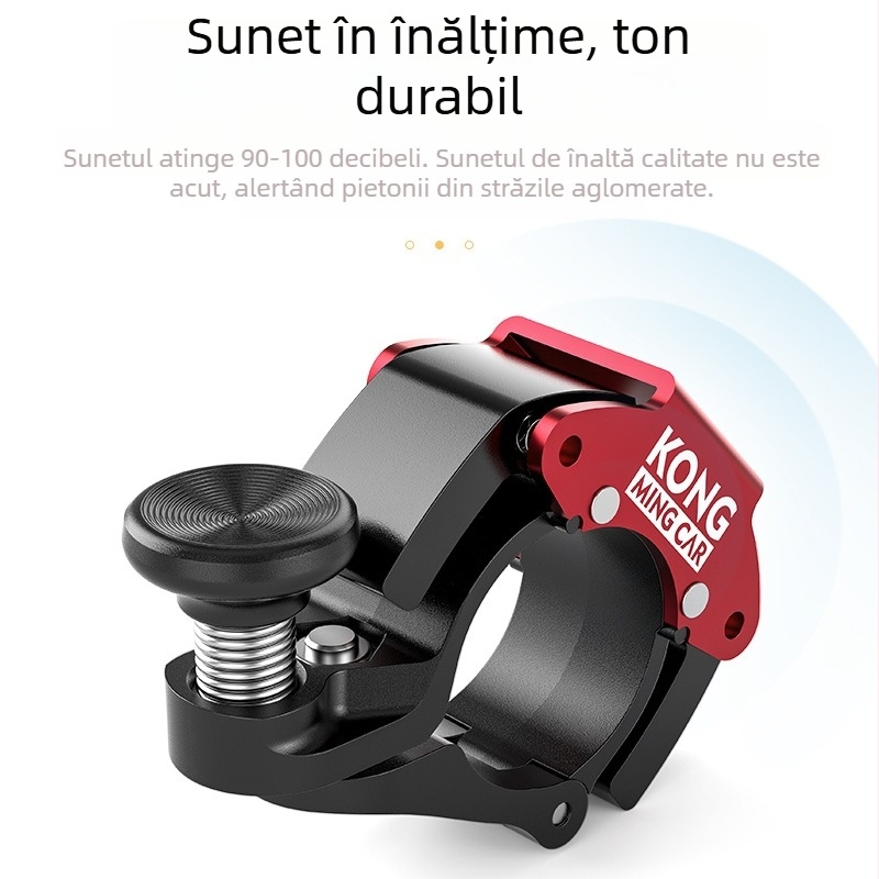 Claxon pentru bicicletă ROCES KONG-280, aliaj de aluminiu, design mini ascuns, destinat MTB și bicicletelor de drum