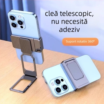 Suport metalic clip-on pentru telefon, cu prindere în spate pentru inel, suport telescopic pentru birou