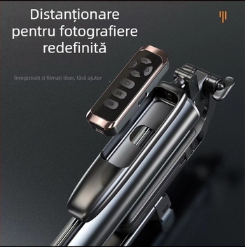 Selfie stick tripod pentru telefon mobil, rotație de 360° (orizontală și verticală), Material: ABS plastic + aliaj de aluminiu, Greutate: 800 g, 1 an serviciu post-vânzare