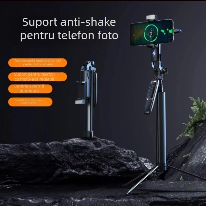 Selfie stick tripod pentru telefon mobil, rotație de 360° (orizontală și verticală), Material: ABS plastic + aliaj de aluminiu, Greutate: 800 g, 1 an serviciu post-vânzare
