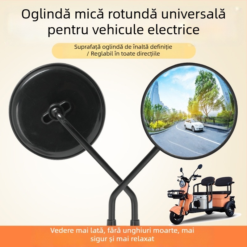 Oglindă retrovizoare pentru motocicletă electrică, fish-eye, unghi larg, convex, înaltă definiție, câmp vizual mare, anti-glare universală