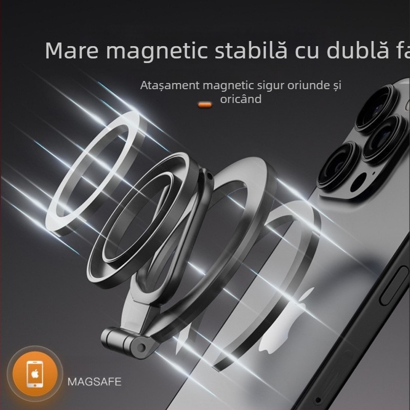 Stand magnetic pentru telefon de birou cu MagSafe — ultra-subțire, pliabil, suport metalic