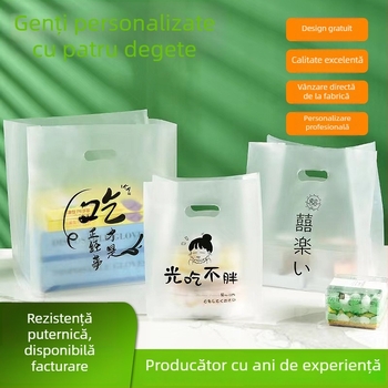 Geantă cu patru degete, deschidere plată, din plastic, personalizată cu logo, pentru ambalare cadouri, pentru cumpărături în magazinul de haine