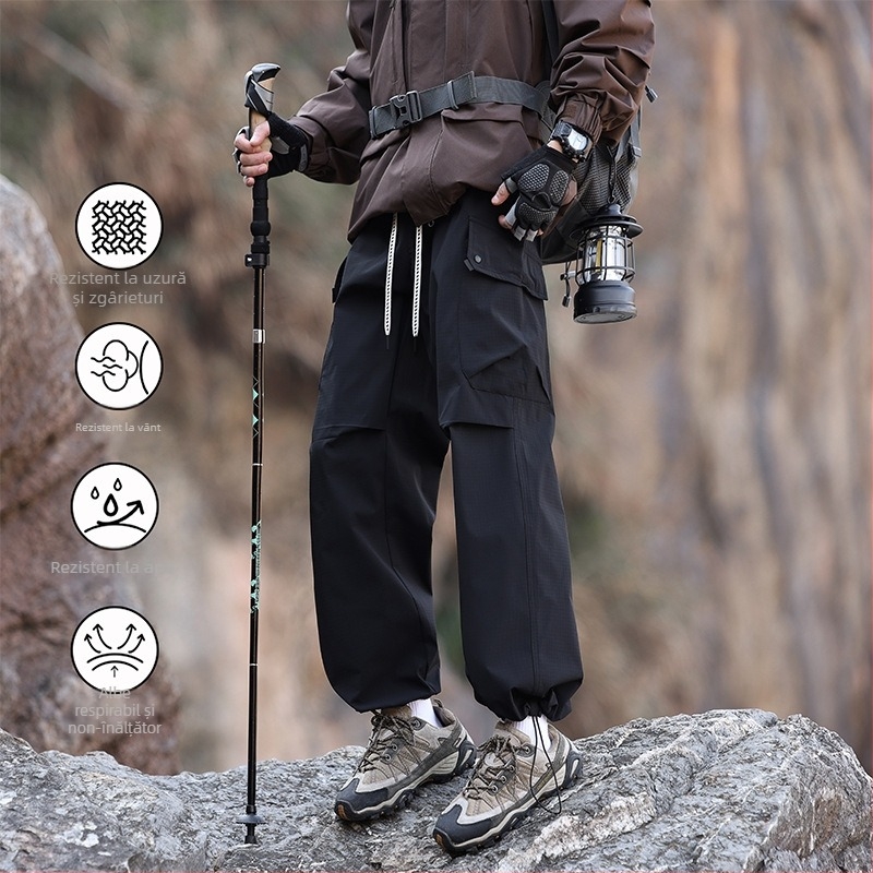 Pantaloni unisex de drumeție impermeabili, poliester, model K881, potriviți pentru primăvară și toamnă