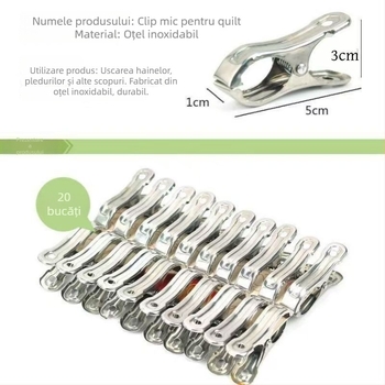 Clip de uscare a hainelor, oțel inoxidabil, model A2715, fără pliere, 100 bucăți