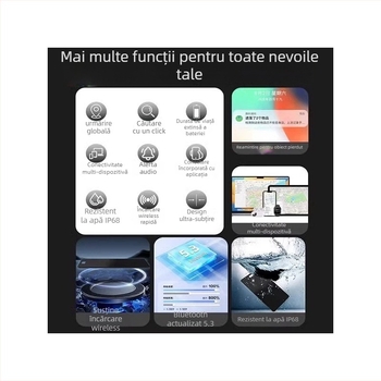 Tracker ultra-subțire de card cu încărcare wireless anti-pierdere, model K-35, baterie 240 mAh, carcasă ABS, navigație pe hartă