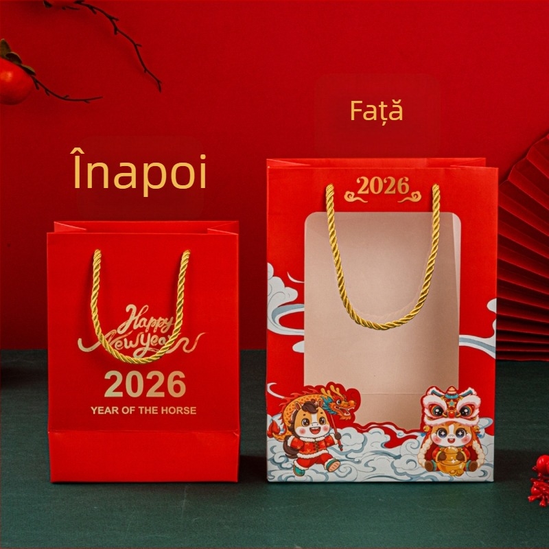 Sac de hârtie cadou cu fereastră transparentă + Origine: Yiwu, Zhejiang; Confecție: imprimare color; Imprimare logo: Disponibil; Disponibilitate: gata de utilizare + personalizabil; Material: carton alb