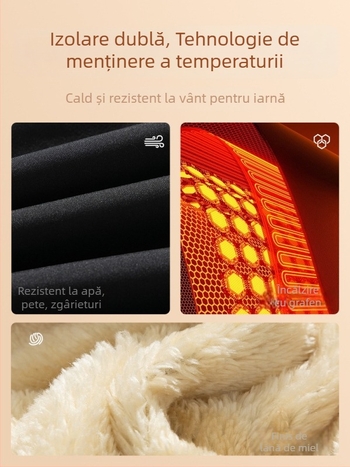 Pantaloni bărbați din lână de miel, cu elasticitate patru direcții, căptușiți cu fleece, croială lejeră, talie medie, închidere cu șnur, lungime integrală