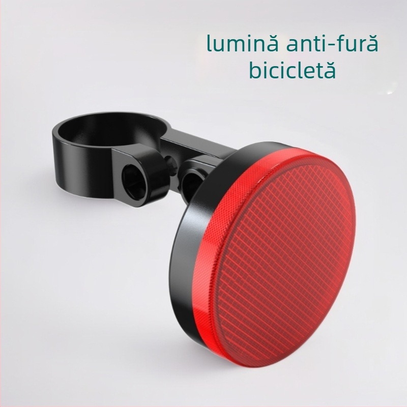 Locator Bluetooth pentru biciclete antifurt cu lumină de semnalizare spate și reflector lateral pe țeava șei, compatibil iOS
