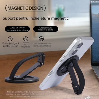 Suport pentru telefon cu inel magnetic rotativ și brățară de silicon din aliaj de aluminiu