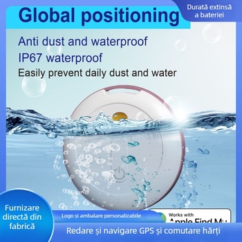 Motag locator anti-pierdere cu GPS, baterie 230 mAh, carcasă din ABS + aliaj de aluminiu, atașament pentru chei