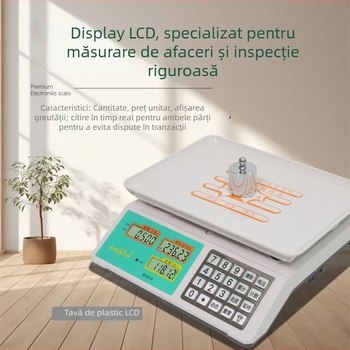 Shenxin 30 kg Cântar electronic pentru tarabele pieței – Înaltă precizie, interval 10 g–30 kg, Model 619 cu buton din oțel inoxidabil, Alimentare: priză sau baterie, Potrivit pentru stabilirea prețurilor la legume
