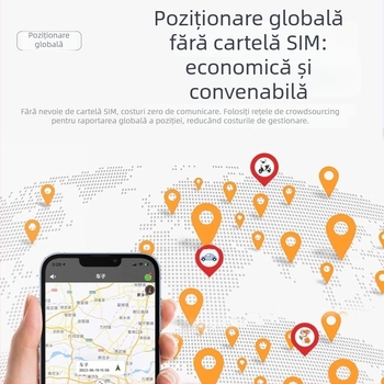 Trăker Bluetooth inteligent anti-pierdere pentru iOS, montaj adeziv, caroserie PVC, 18 g, autonomie baterie 3 ani, stocare în cloud