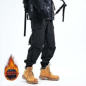 Pantaloni bărbați parașutiști de lucru, impermeabili, croială dreaptă, talie medie, închidere cu șiret