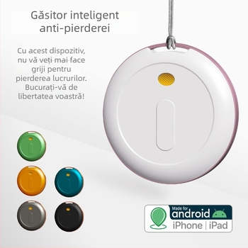 Tracker GPS Bluetooth impermeabil, model P20A, compatibil Android și iOS, cu atașament de breloc